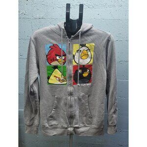 Angry Birds Grey Hoodie Sweat Shirt Mens size Large